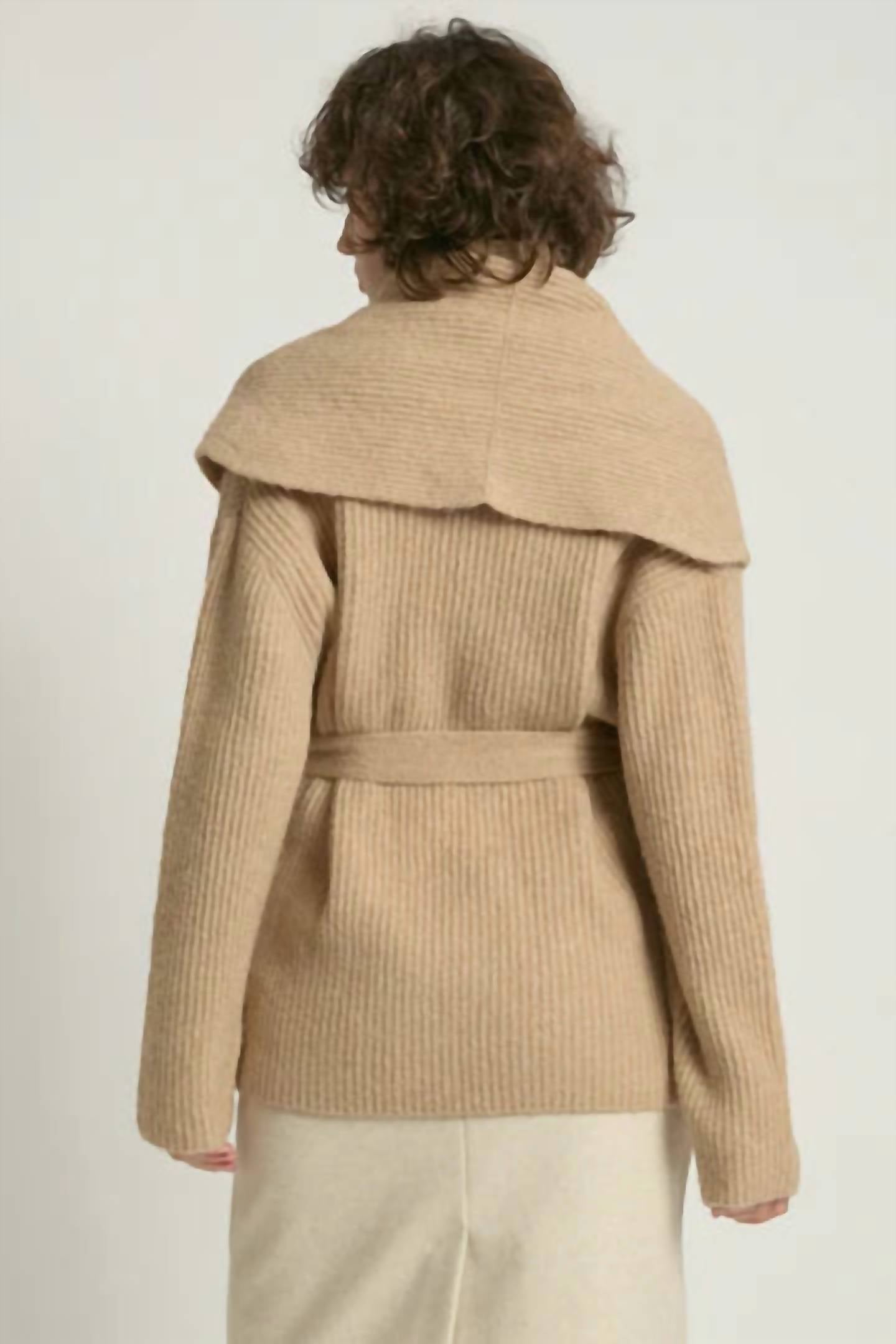 Shawl Collar Belt Cardigan