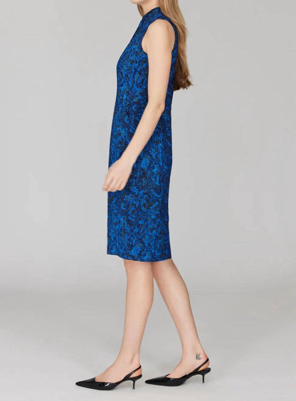 Paisley Stretch Jacquard Fitted Dress