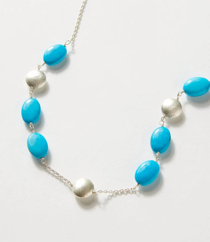 Women's Silver Bead Station Necklace