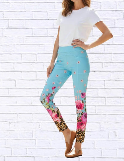 Calypso - Daniela Sienna Print Stretch Knit Leggings - Rack Hunt