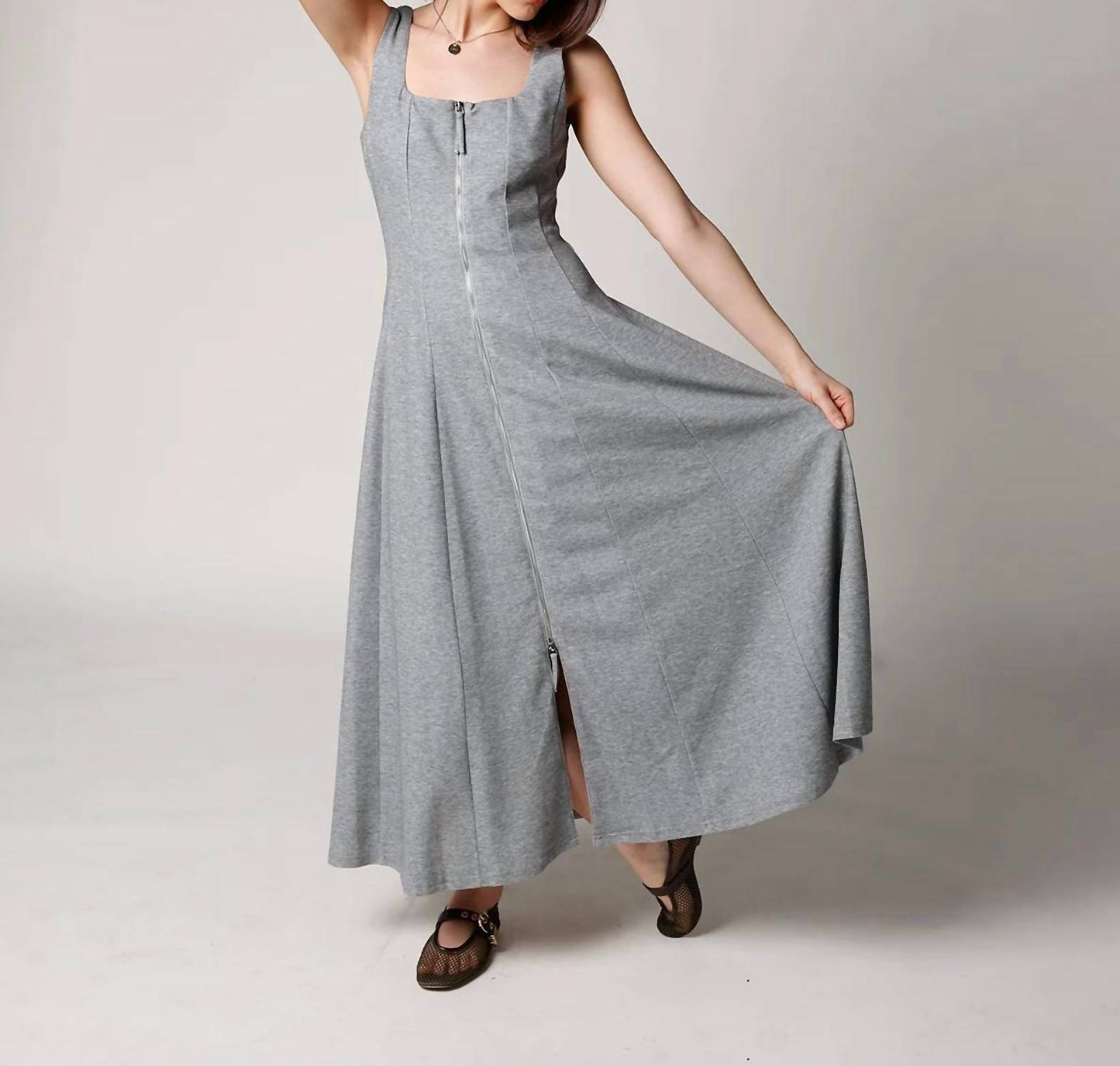 Ash Front Zip Midi Dress