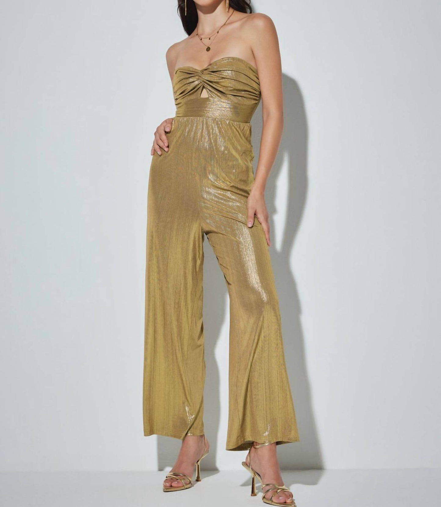 Juliet - Metallic Twist Cut Out Jumpsuit - Rack Hunt -