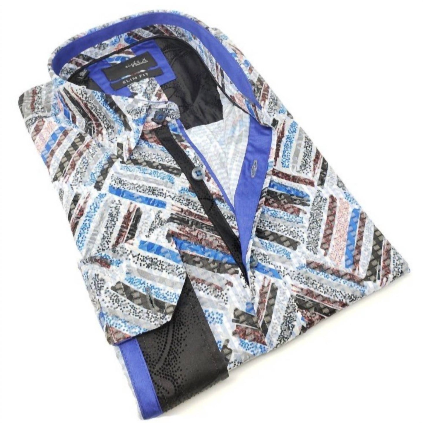 Men's Color Brush Jacquard Button Down Shirt With Flocking