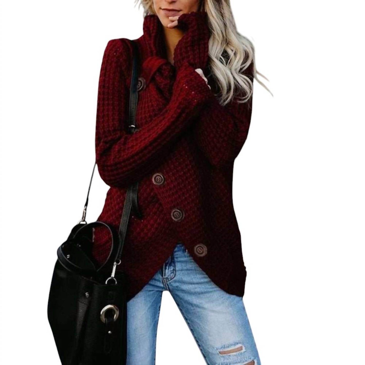 Modern Owl - Button Embellished Sweater - Rack Hunt -