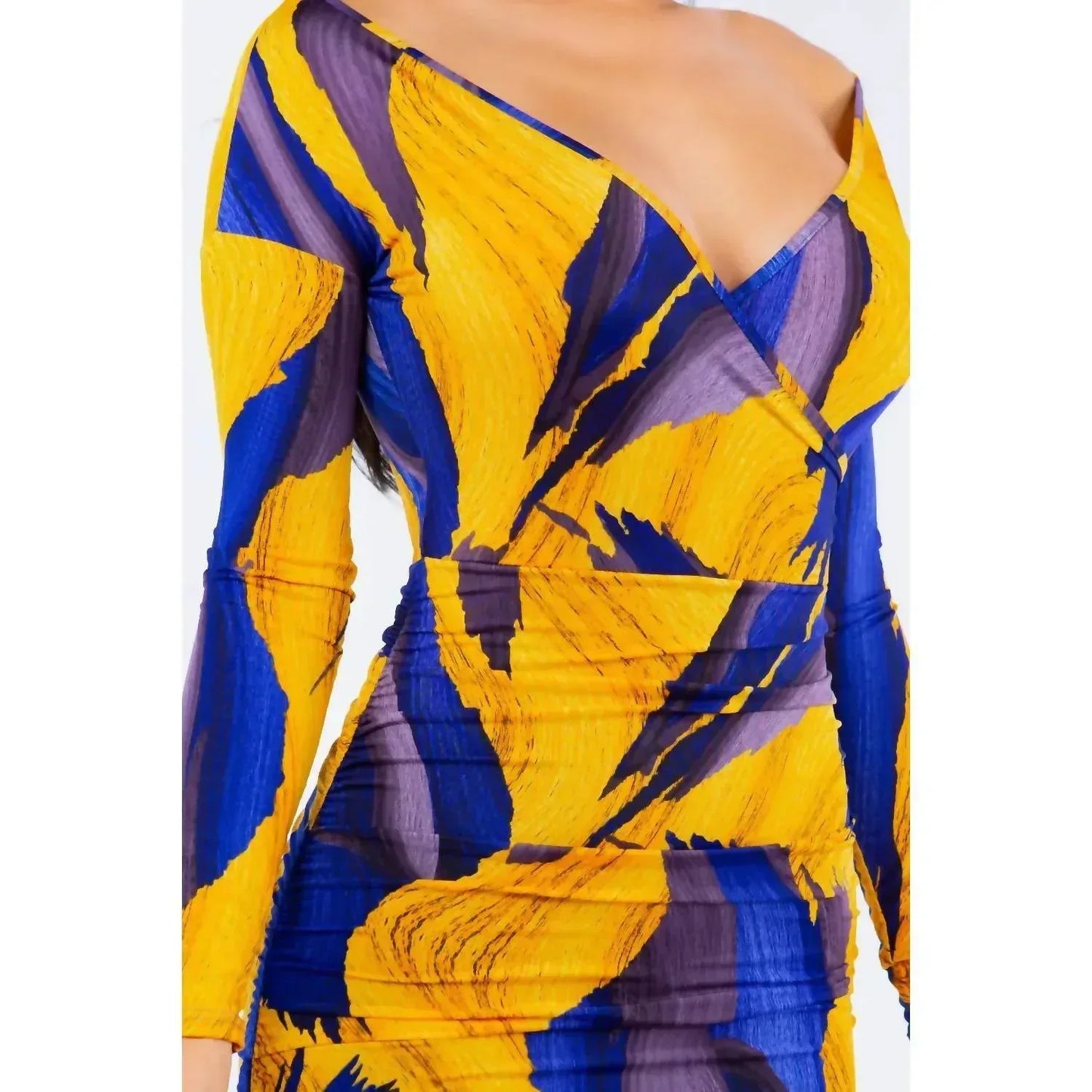 Let's go Uptown - Off Shoulder Wrap Ruched Midi Dress - Rack Hunt