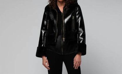 Vinta Vinyl Jacket With Faux Fur Trims