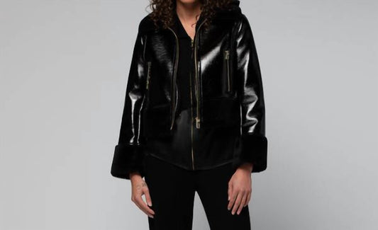 Vinta Vinyl Jacket With Faux Fur Trims