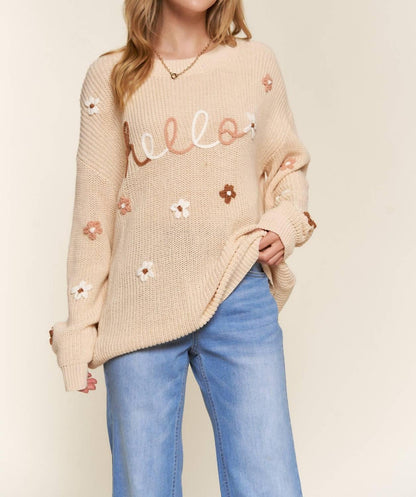 A Thousand Words - Hello Flower Embroidery Sweater - Rack Hunt
