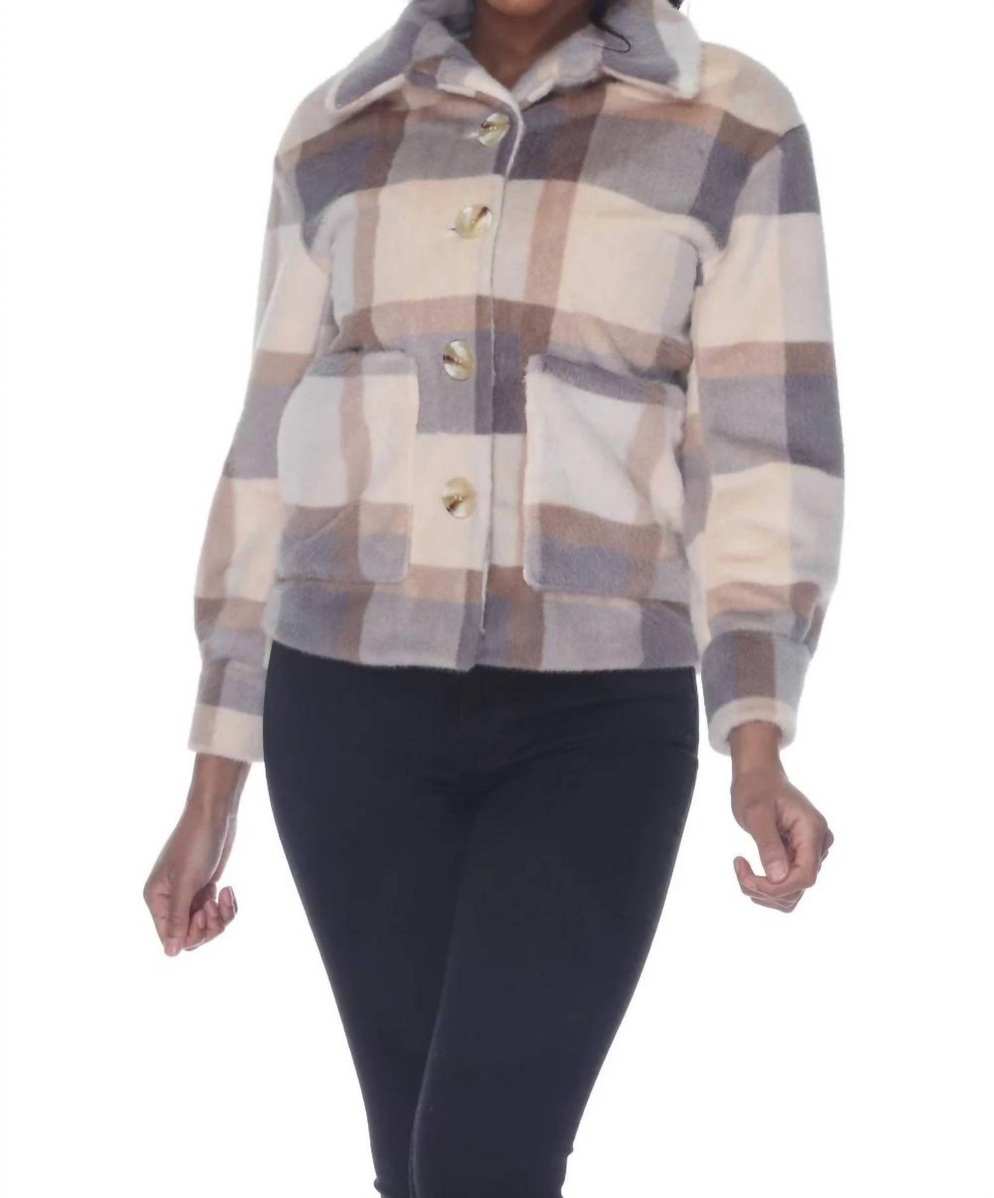Leonie Plaid Plush Coat