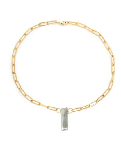 Women's Raw Aquamarine Stone 16" Necklace