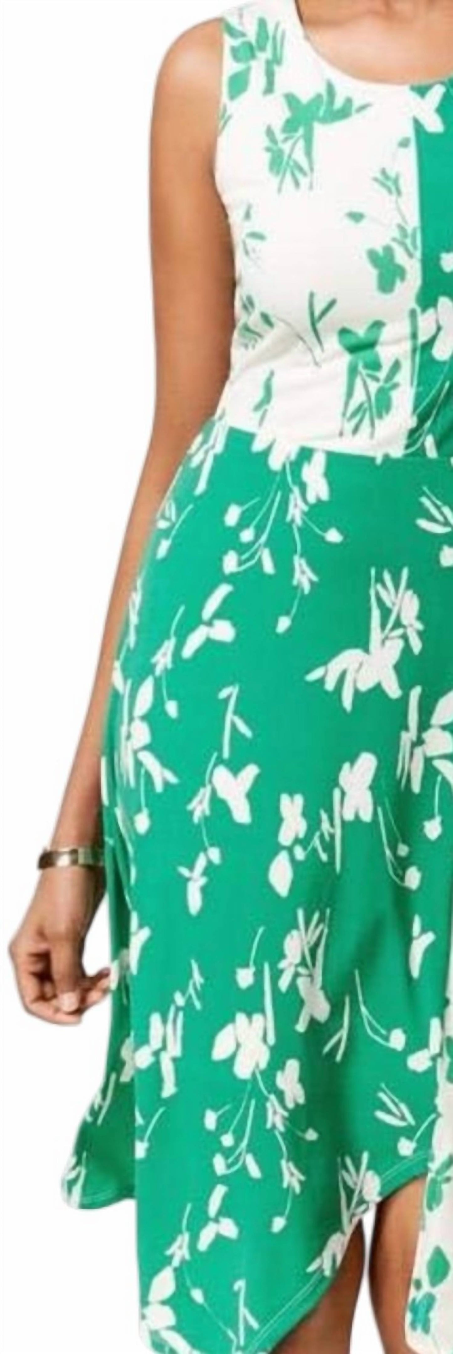 Printed Sleeveless Colorblock Midi Dress