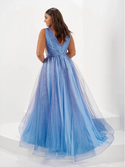 Sparkle Ombre Tulle V-neck Gown - Plus