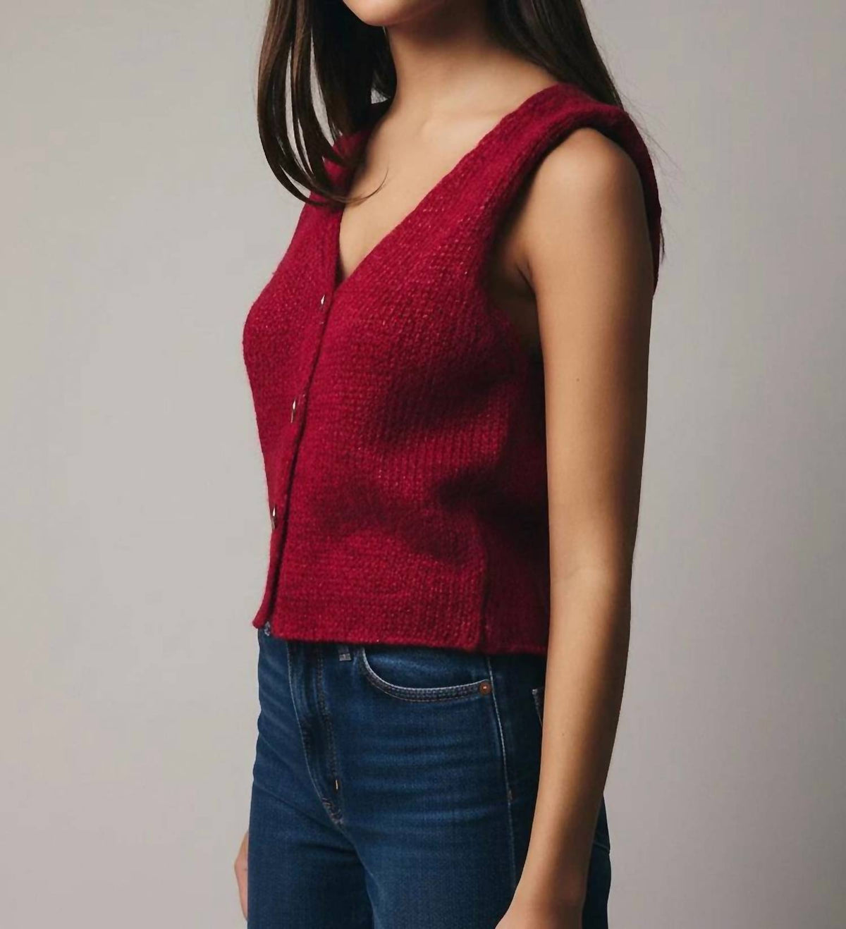 Margo Button Lurex Sweater Vest