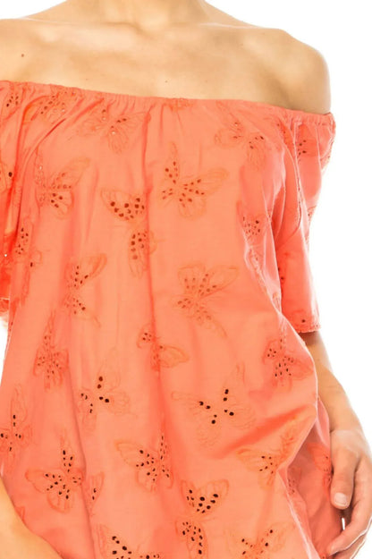 Grand & Greene - Butterfly Eyelet Short Sleeve Top - Rack Hunt