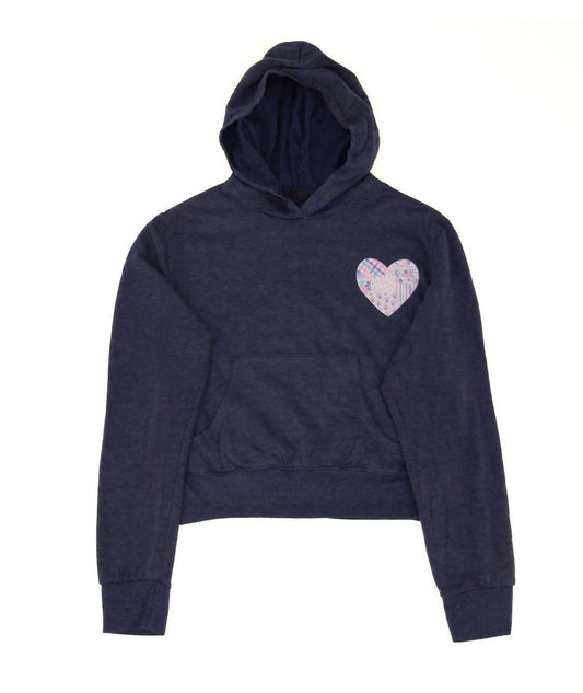 Girls' Preppy Patch Heart Pocket Hoodie