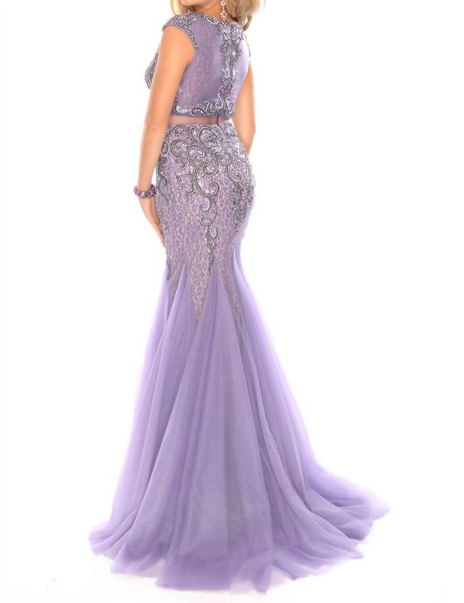 Precious Formals - Two Piece Illusion Beading Mermaid Gown - Rack Hunt