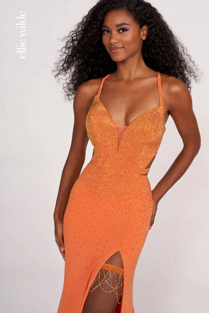 Beaded V-neck Gown