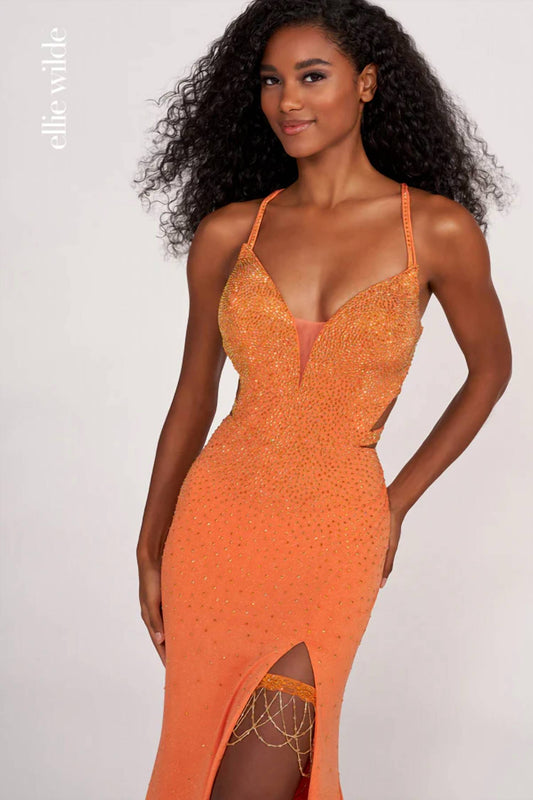 Beaded V-neck Gown