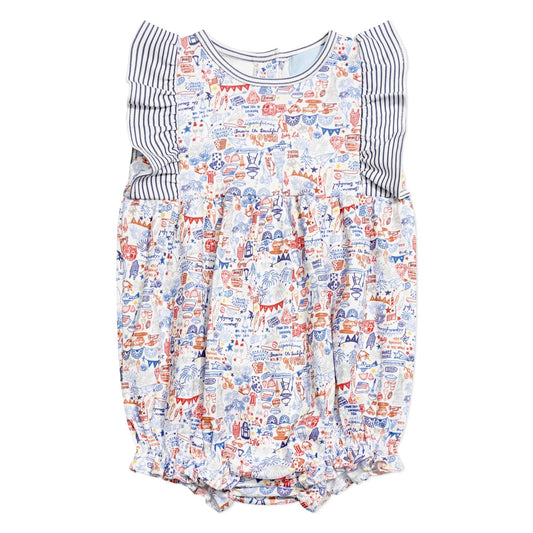 Baby Girl's Usa Ruffle Bubble