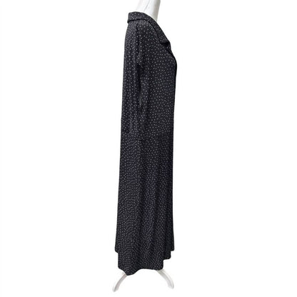 Women's Sleeveless Front Button Square Dot Pattern Midi Dress