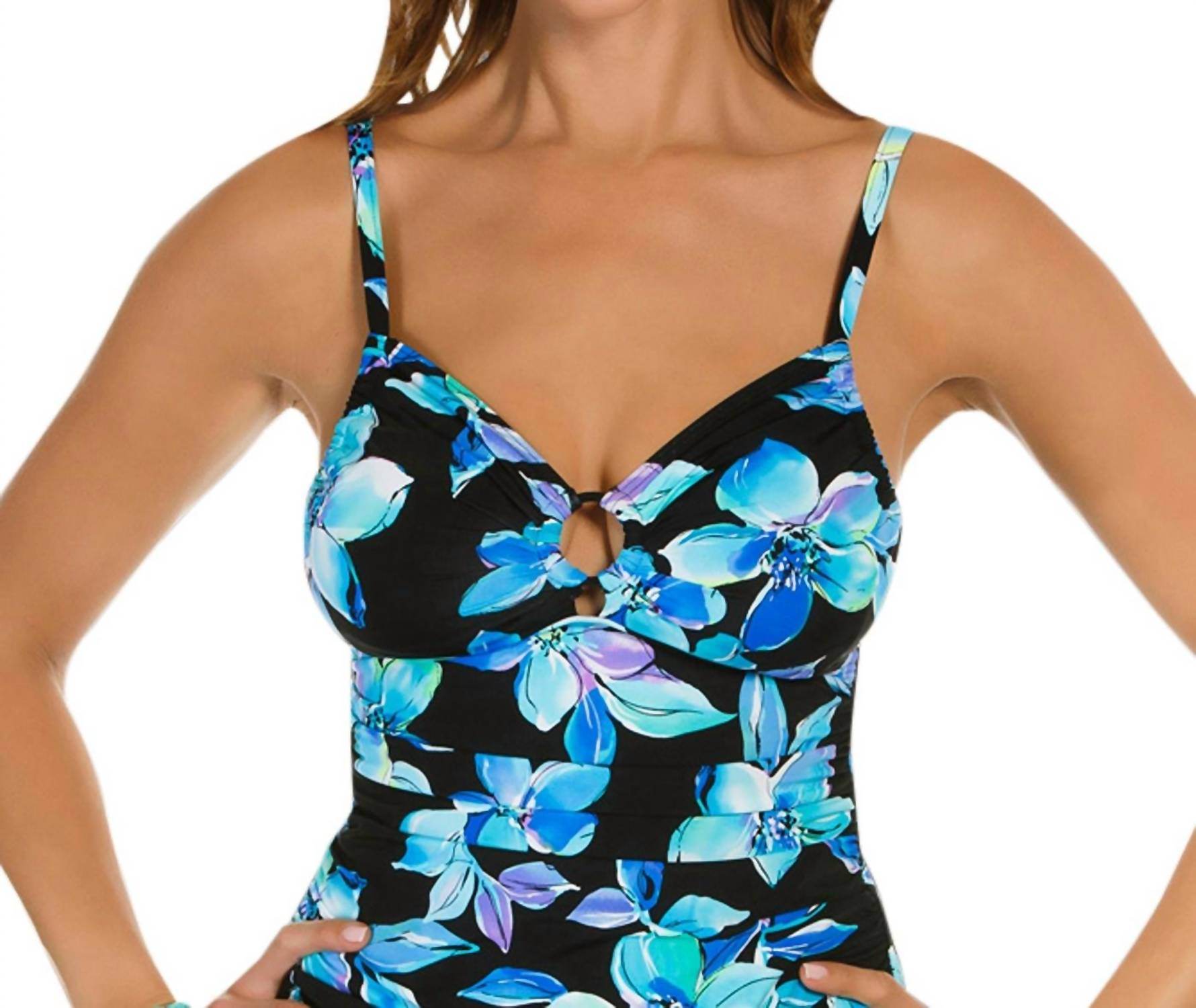 Caribbean Joe - Ring Front Tankini Top - Rack Hunt