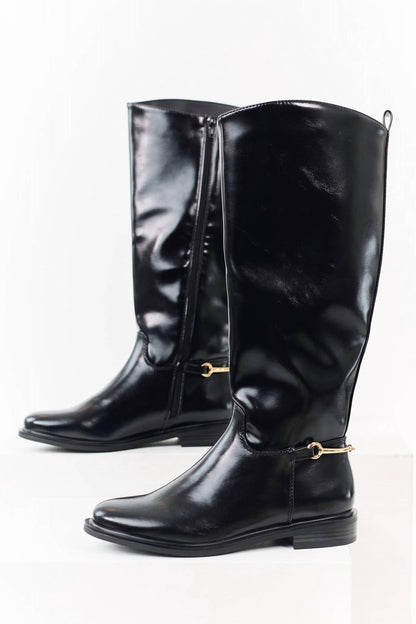Women's Sofia Faux Leather Horsebit Detail Tall Riding Boots