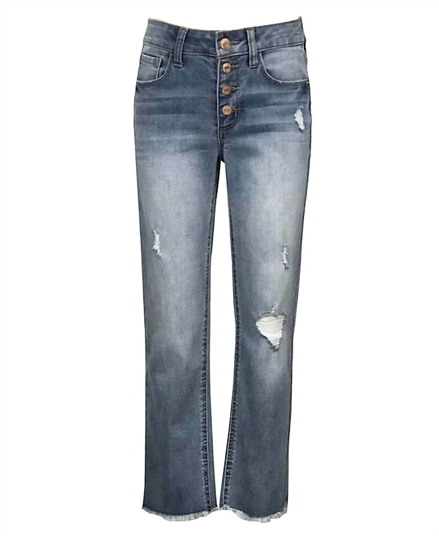 Imperial Star - Big Girls Button Fly Destructed Straight Leg Jeans - Rack Hunt -