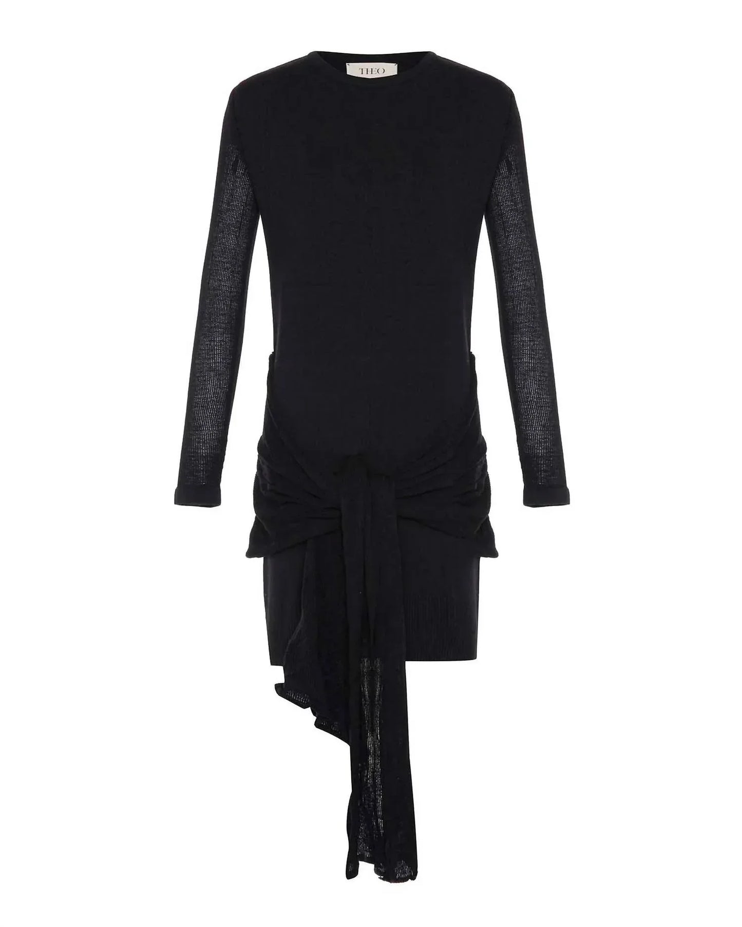 NOMIA - Women's Sheer Sleeve Draped Front Dress - Rack Hunt