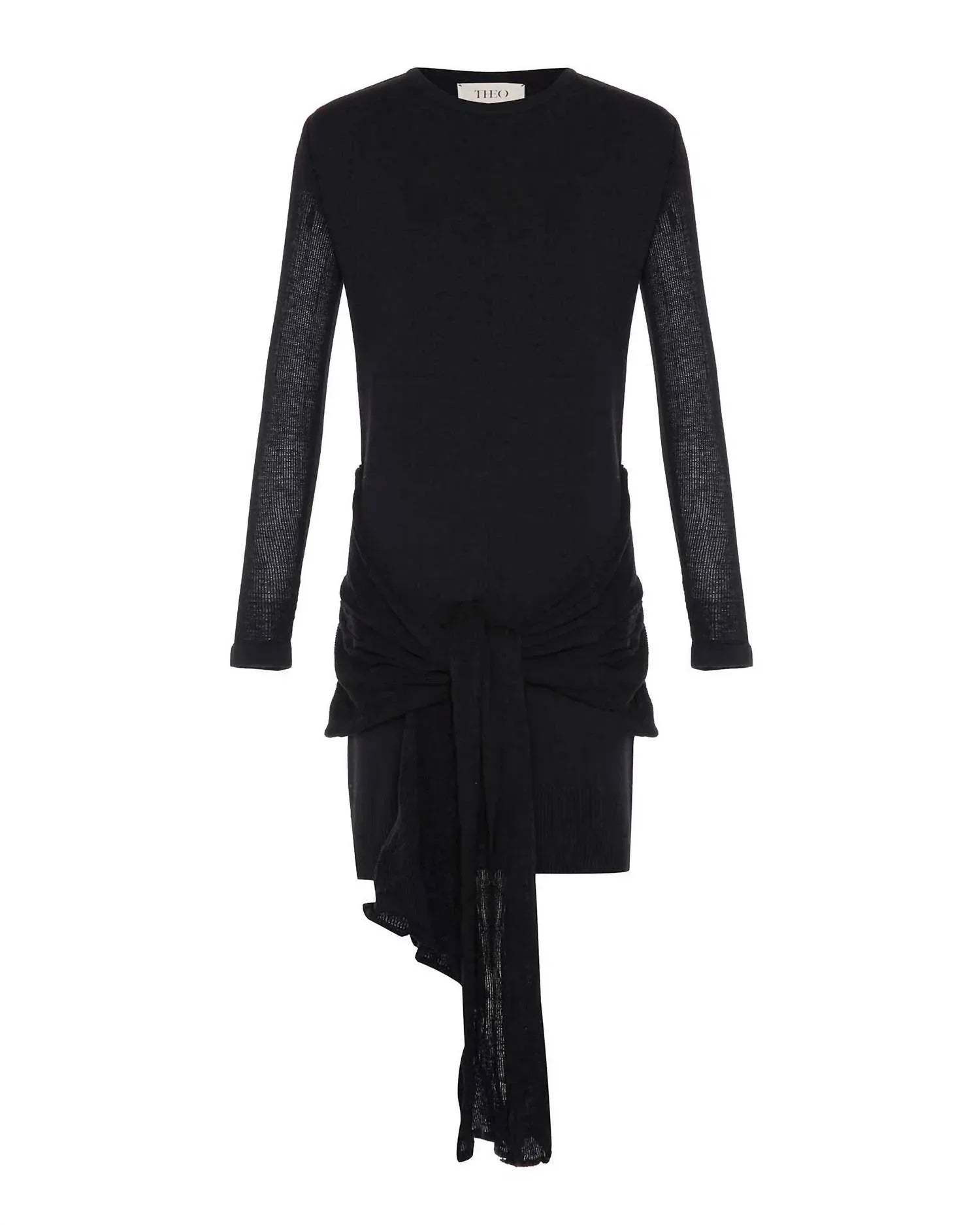 NOMIA - Women's Sheer Sleeve Draped Front Dress - Rack Hunt