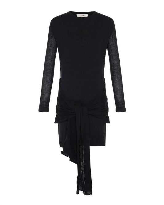 NOMIA - Women's Sheer Sleeve Draped Front Dress - Rack Hunt
