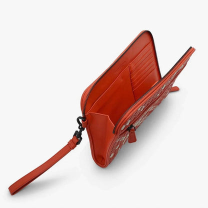 Women's Two-tone Leather Document Case Wristlet