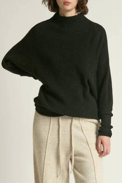 Mockneck Batwing Sleeves Sweater