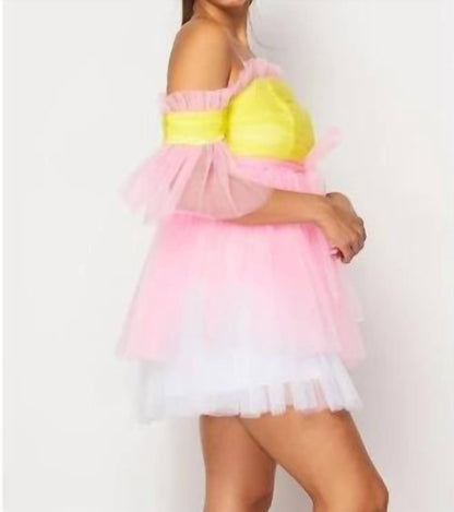 Tulle Mesh Dress With Waist Belt