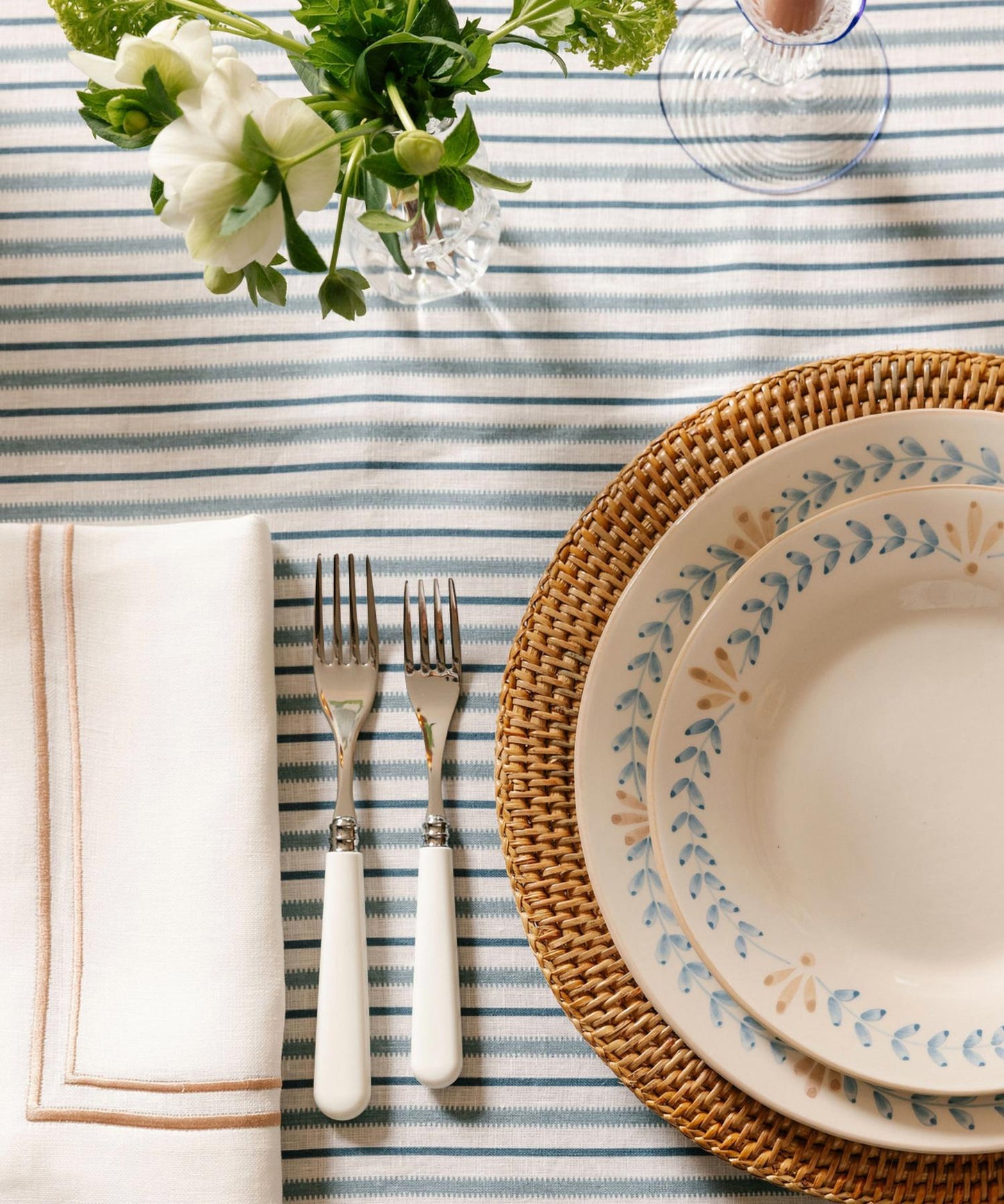 Victoria Striped Linen Tablecloth