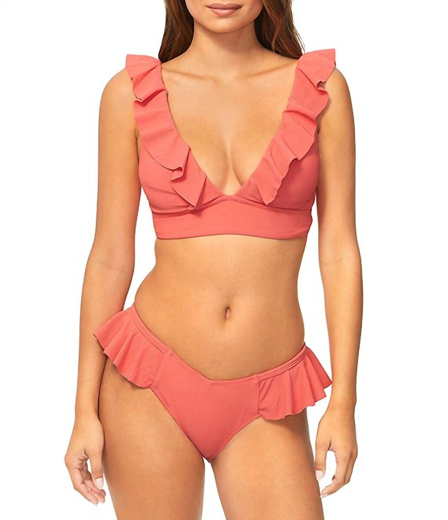 Raisins - Women's Seastar V Neck Ruffle Bra Swim Top - Rack Hunt -
