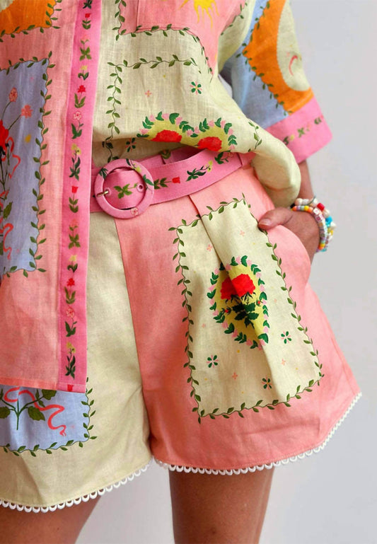 De Vave - Patchwork Print Short Sleeve Shirt and Shorts Set - Rack Hunt