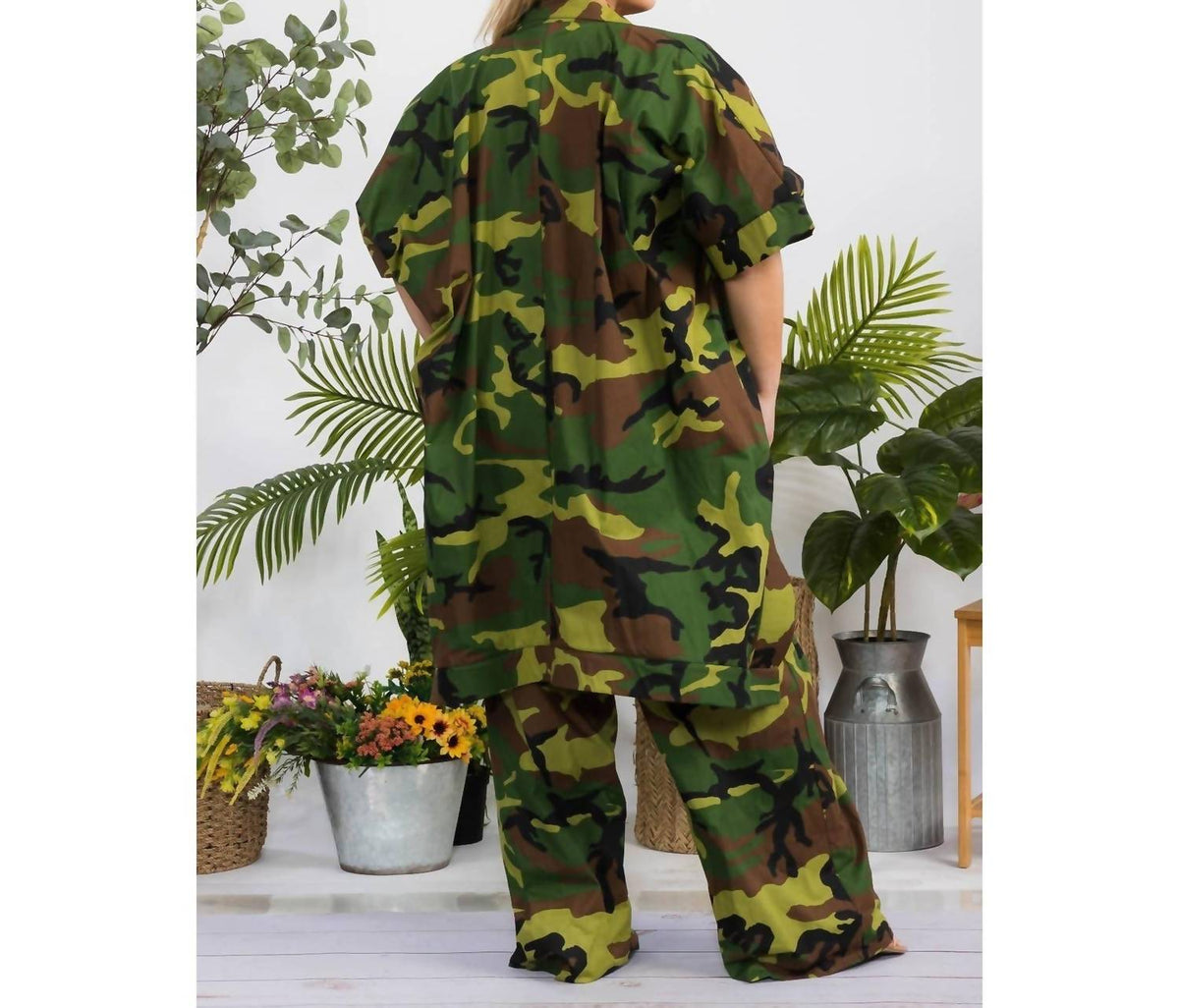 Hi Lo Hem Shirt And Pant Set - Plus