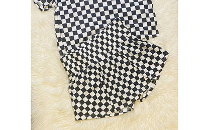 Checkerboard Top And High Waist Skort Set
