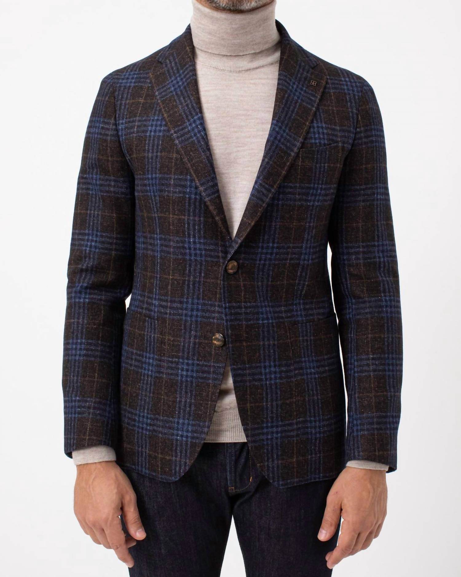 Jack Victor - Mcallen Brown Plaid Wool And Silk Blazer - Rack Hunt