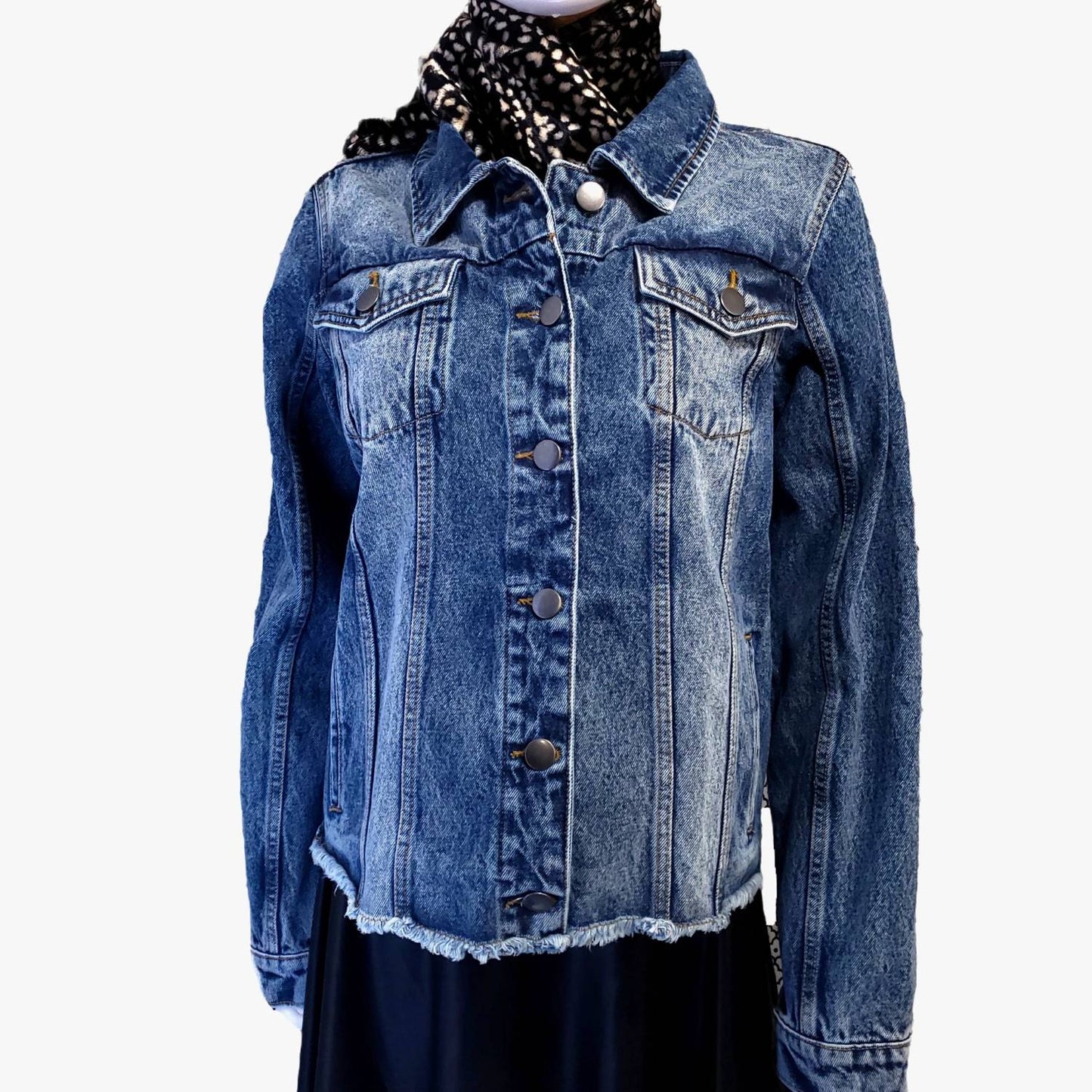 Women's Cowboy Boots And Hat Cropped Denim Jacket