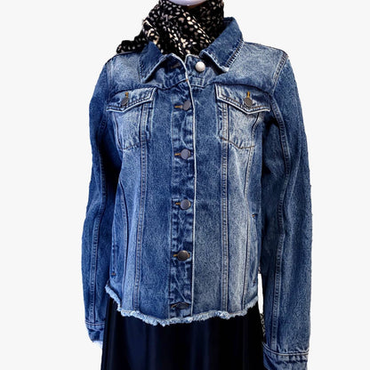 Women's Cowboy Boots And Hat Cropped Denim Jacket
