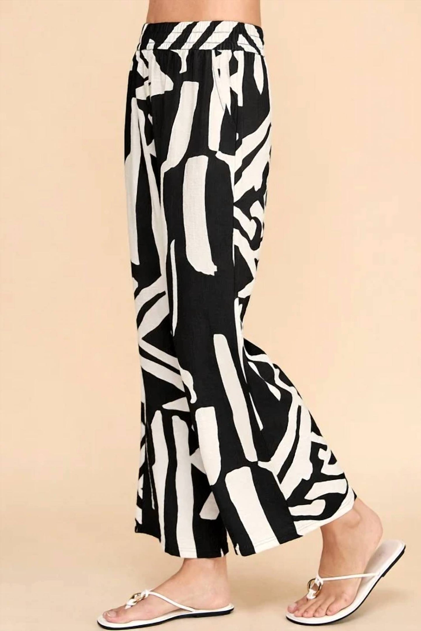 Elastic Waist Wide Leg Pants - Plus