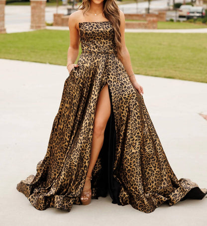 Cheetah Slit Gown
