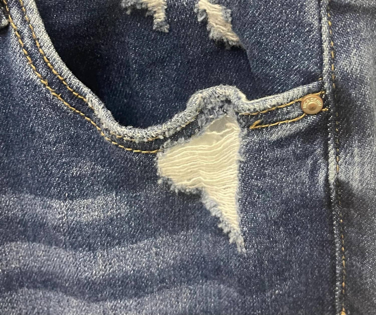 Mid Rise Straight Leg Jeans With Cuff