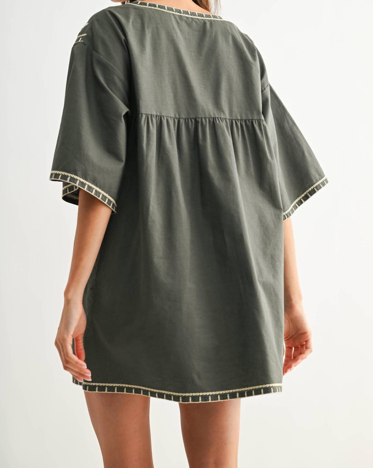 Embroidered Shift Dress