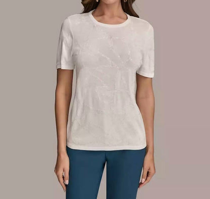 Short-sleeve Sequin Detail Sweater