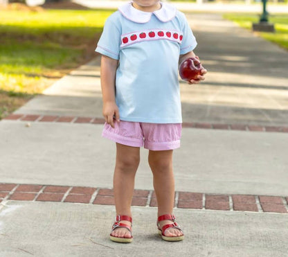 Boys Apple Ribbon Banded Short Set