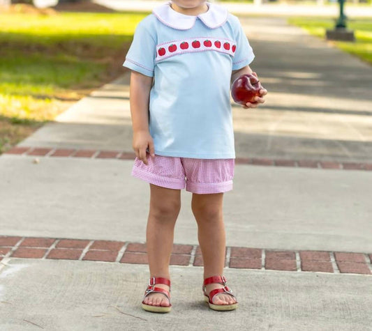 Boys Apple Ribbon Banded Short Set