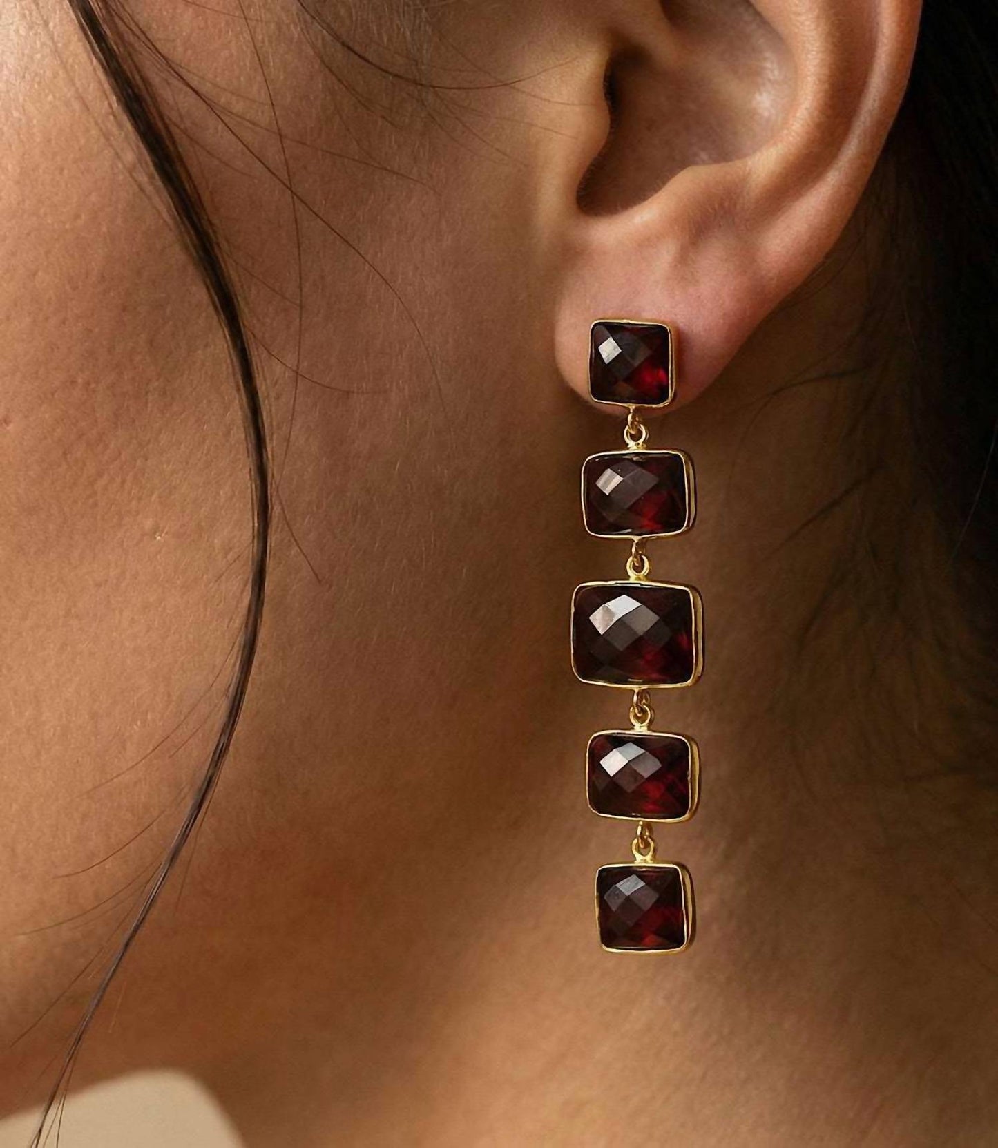 Women's Five Drop Gemstone Earrings