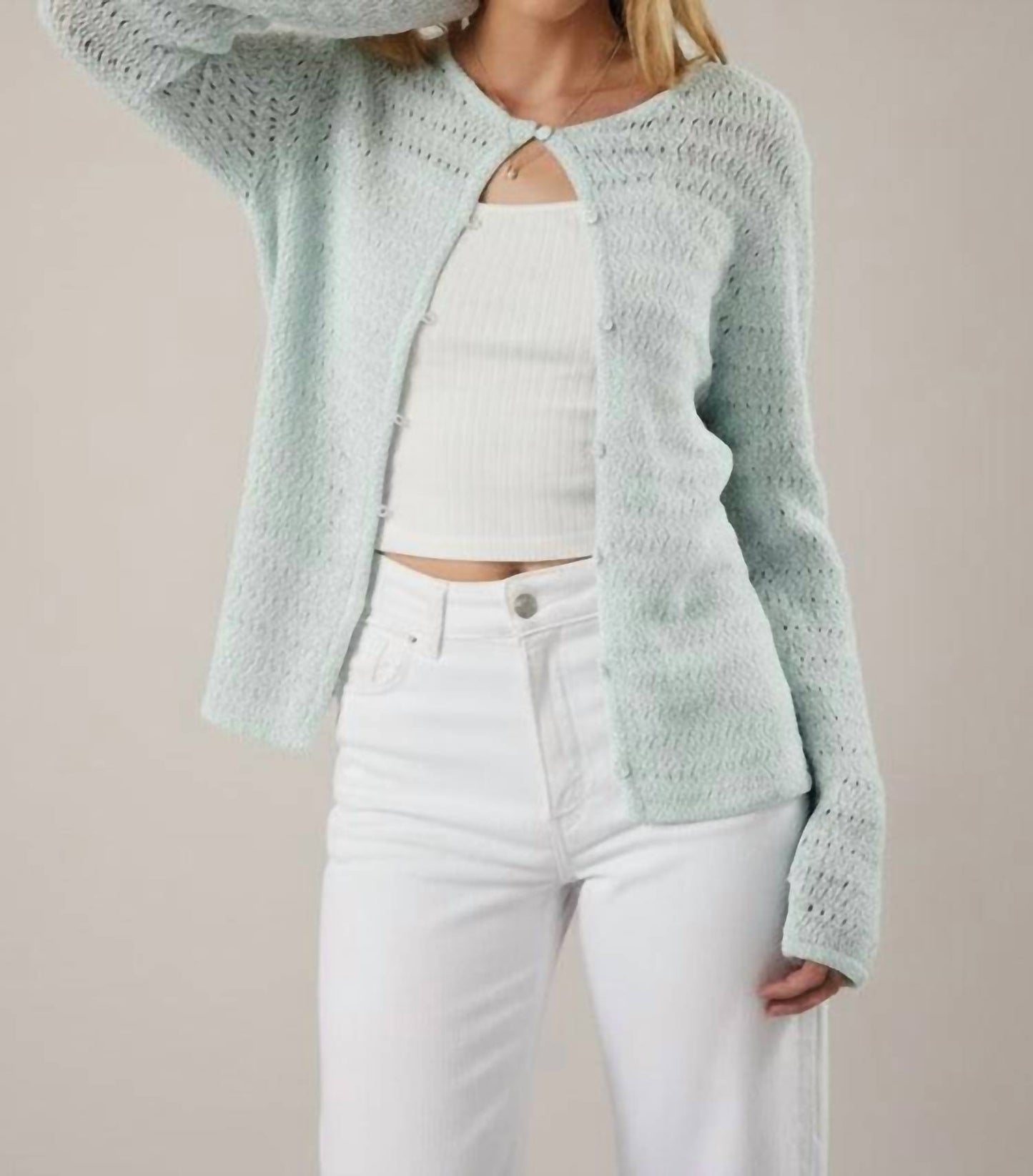 Alessia Open Weave Button Cardigan